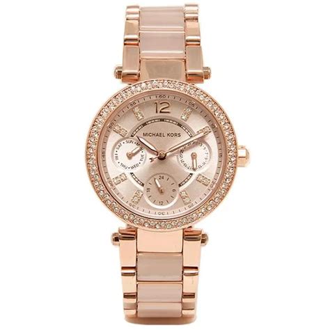 michael kors parke rose gold-tone and blush watch mk6110|Michael Kors mini rose dial.